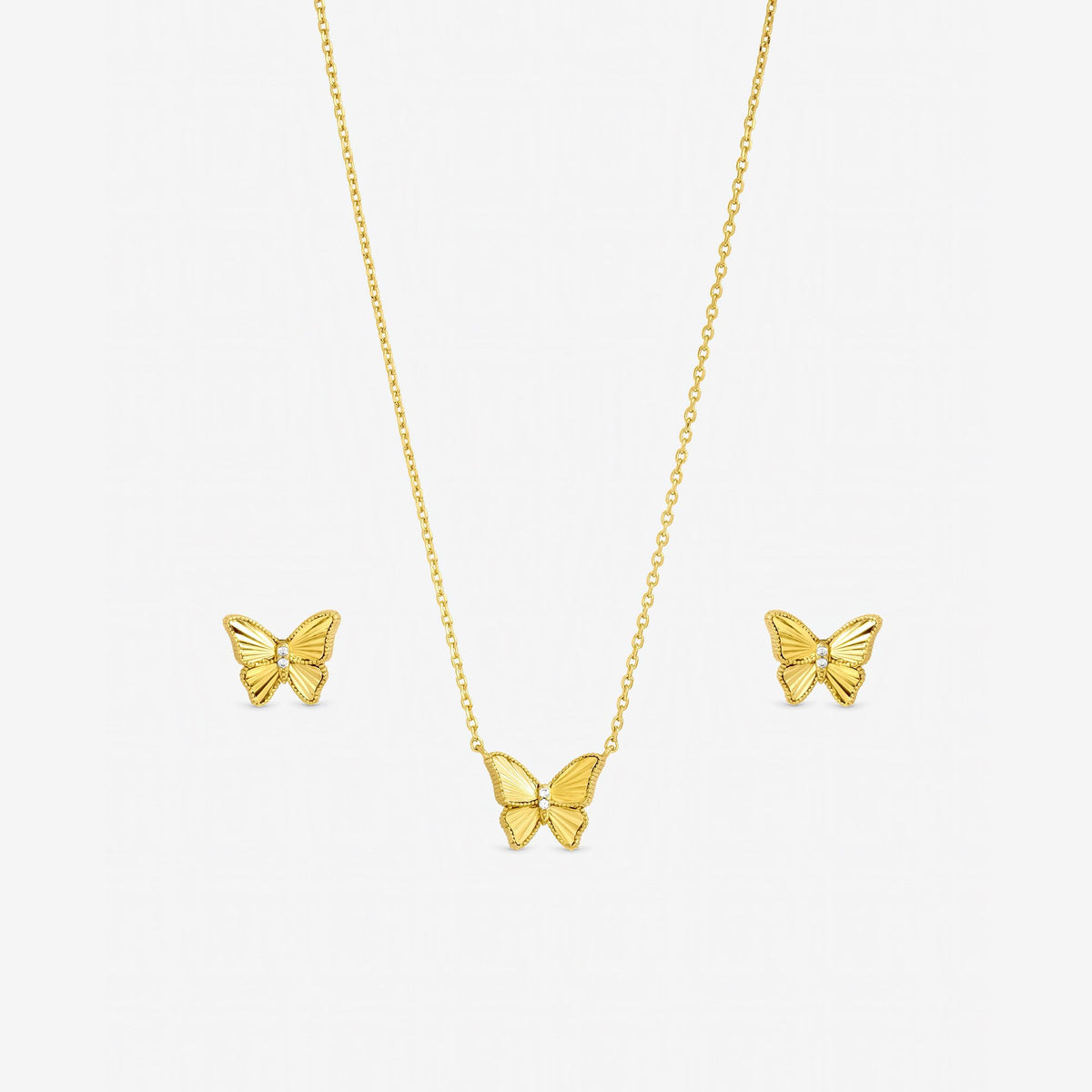 Jon Richard Gold Plated Diamond Cut Butterfly Set - Gift Box