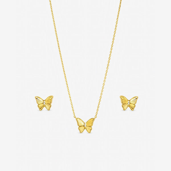 Jon Richard Gold Plated Diamond Cut Butterfly Set - Gift Box
