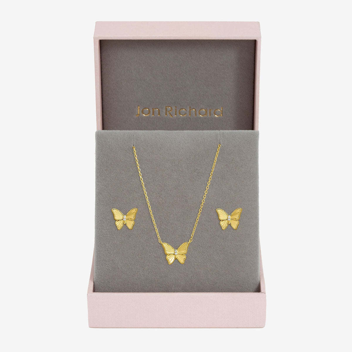 Jon Richard Gold Plated Diamond Cut Butterfly Set - Gift Box