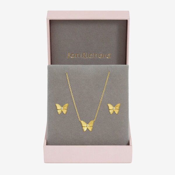 Jon Richard Gold Plated Diamond Cut Butterfly Set - Gift Box