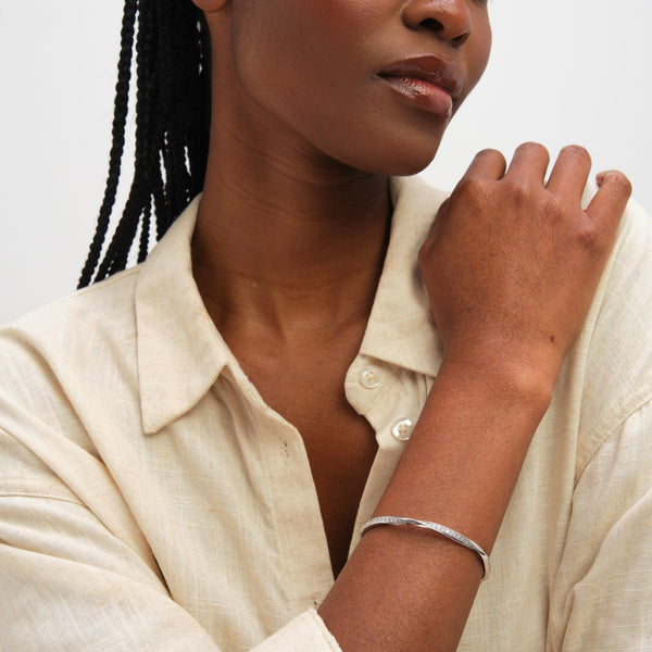 Jon Richard Rhodium Plated and Pave Twist Bangle