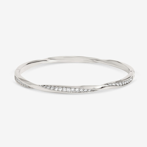 Jon Richard Rhodium Plated and Pave Twist Bangle