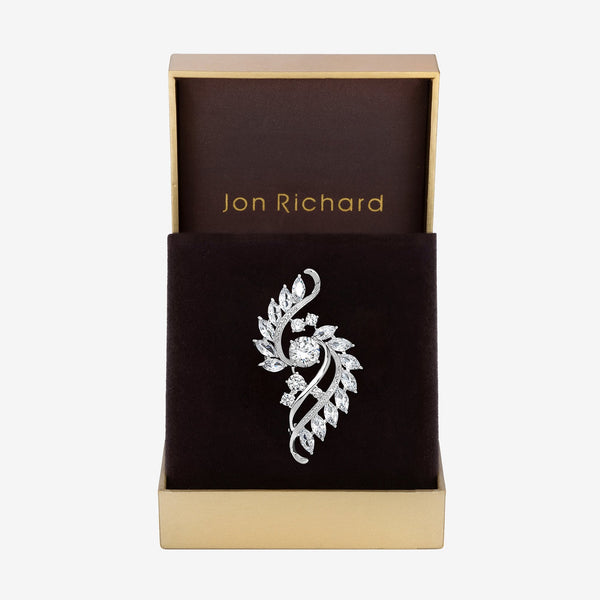 Jon Richard Silver Plated Crystal Brooch - Gift Box
