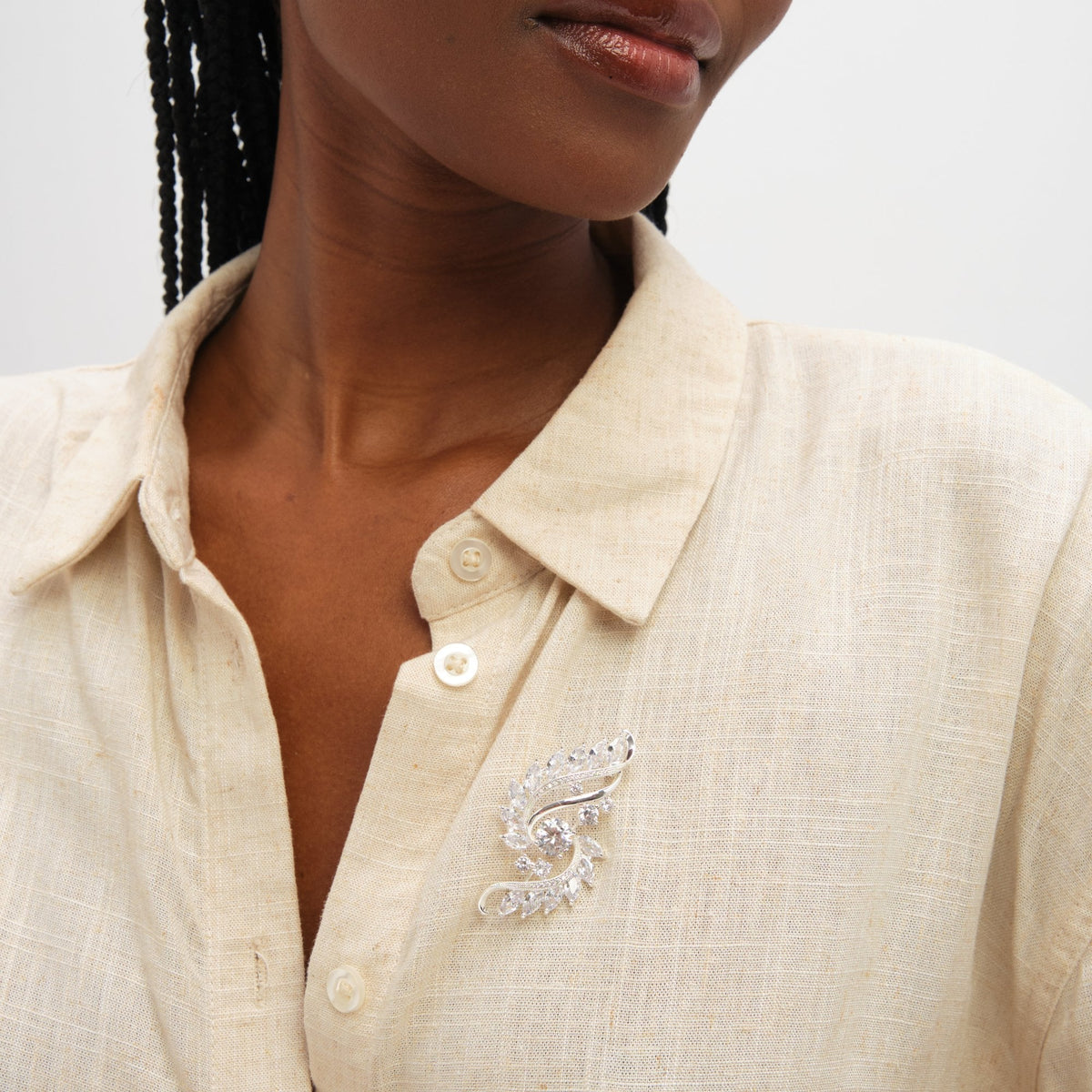 Jon Richard Silver Plated Crystal Brooch - Gift Box