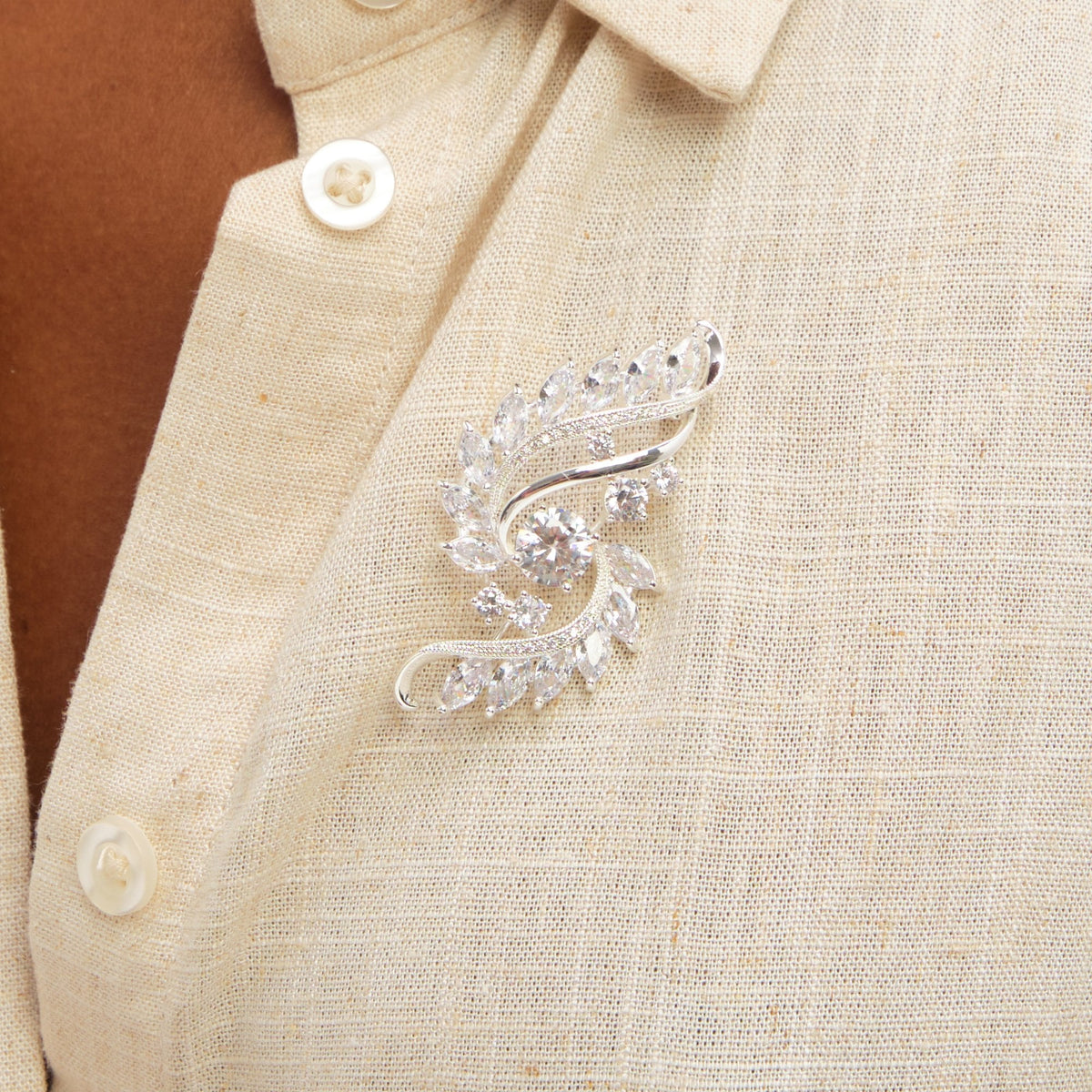 Jon Richard Silver Plated Crystal Brooch - Gift Box