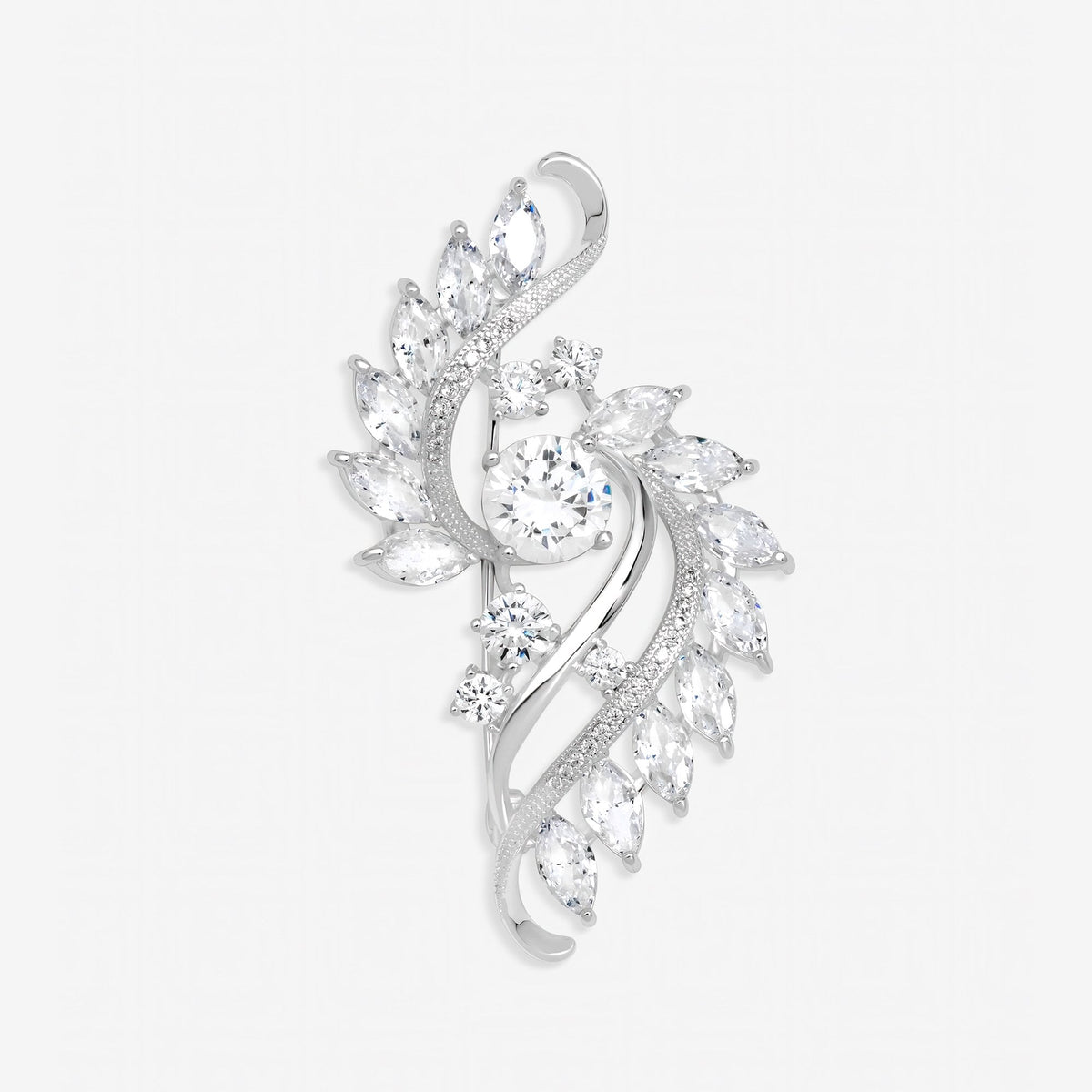 Jon Richard Silver Plated Crystal Brooch - Gift Box