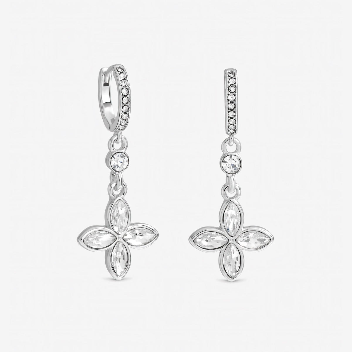 Jon Richard Silver Plated and Crystal Clover Earrings