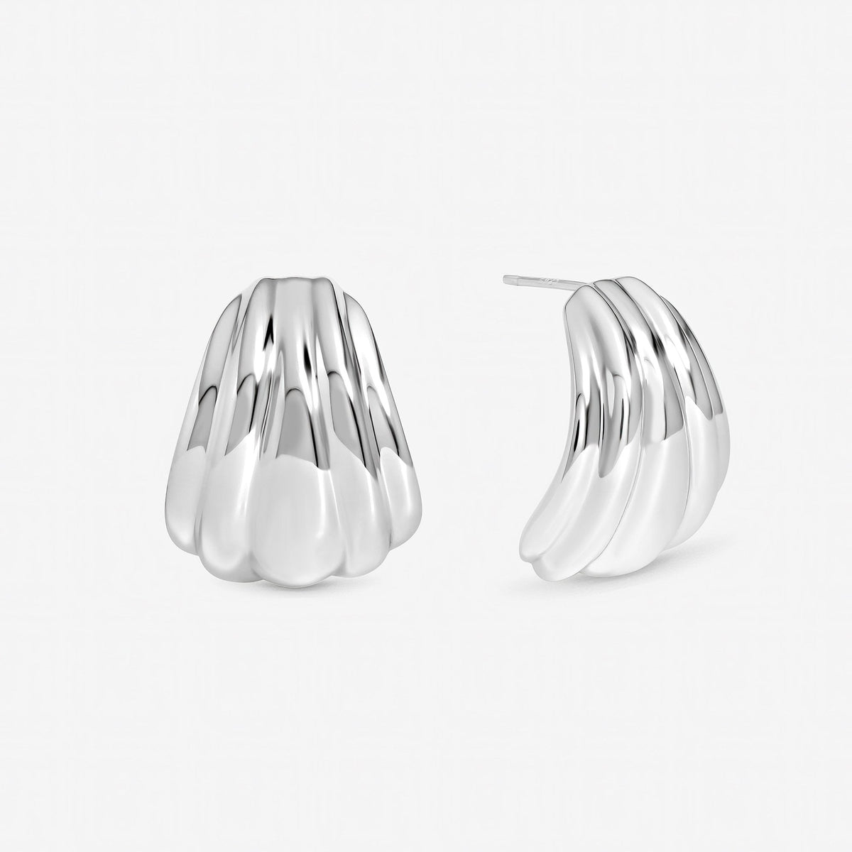 Inicio Sterling Silver Large Ridged Studs - Gift Pouch