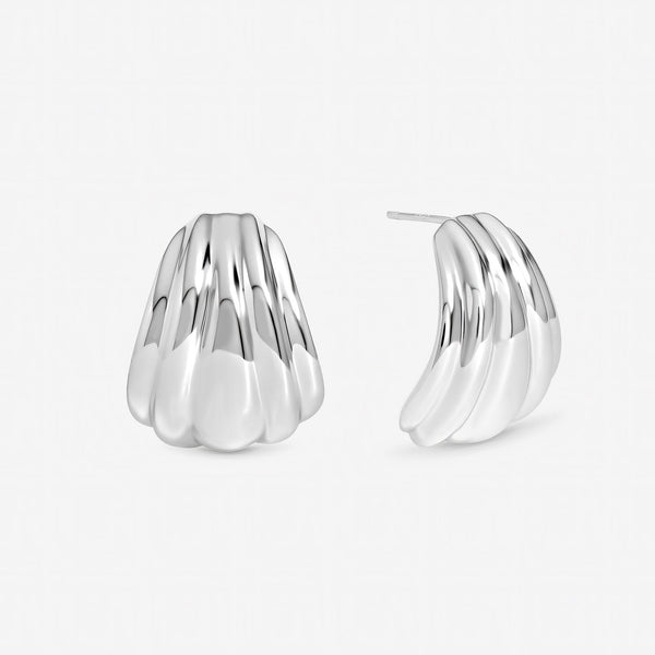 Inicio Sterling Silver Large Ridged Studs - Gift Pouch