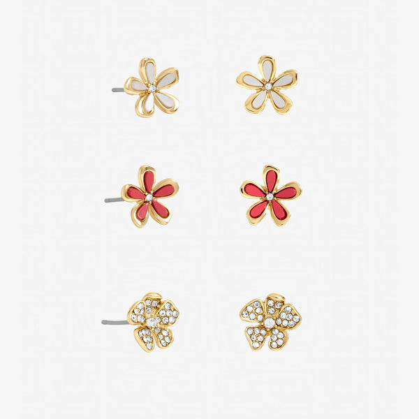 Mood Gold Plated Floral Earrings - Pack of 3