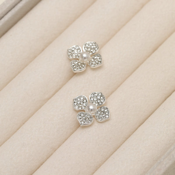 Mood Silver Plated and Pearl Clover Earrings