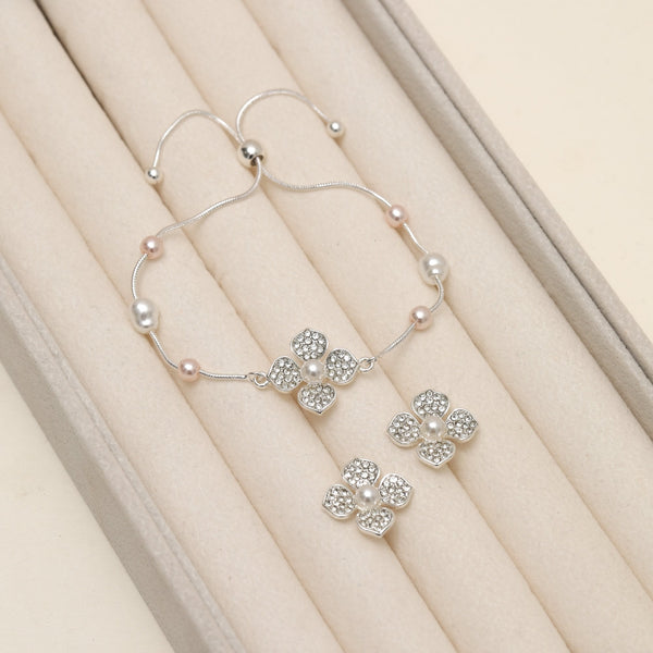 Mood Silver Plated and Pearl Clover Earrings