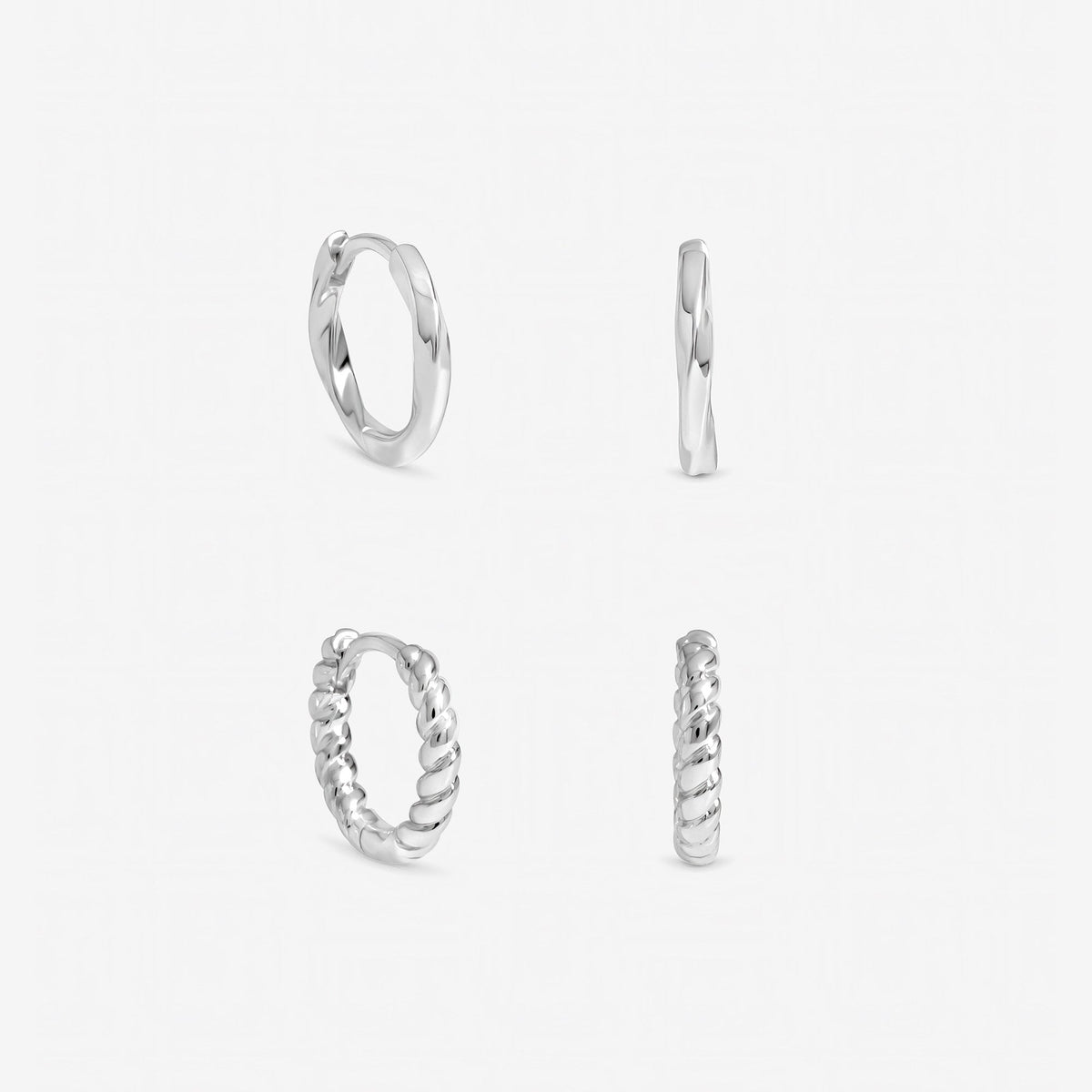 Inicio Sterling Silver Polished Hoops - Pack of 2