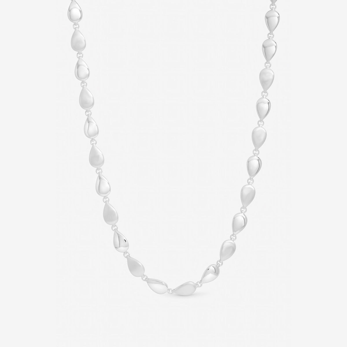 Inicio Sterling Silver Polished and Satin Pebble Necklace - Gift Pouch