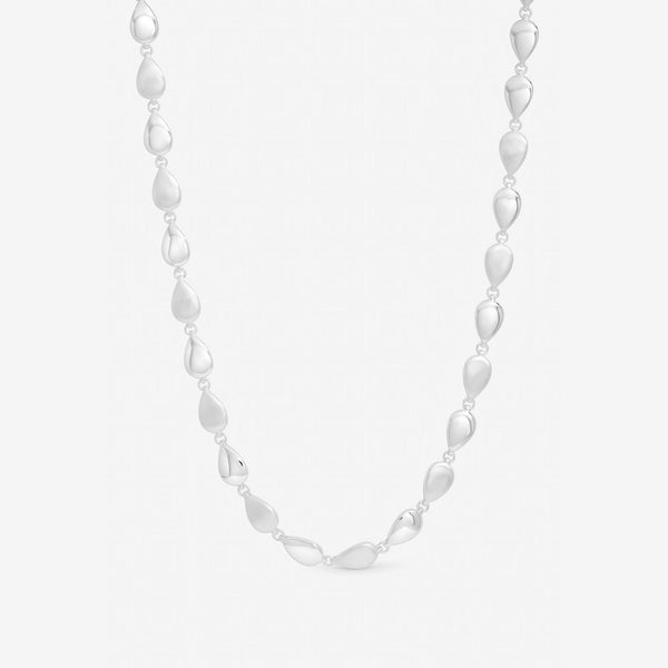 Inicio Sterling Silver Polished and Satin Pebble Necklace - Gift Pouch
