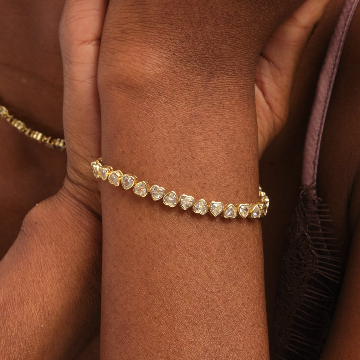Jon Richard Gold Plated Cubic Zirconia Heart Tennis Bracelet