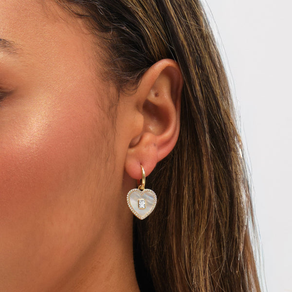 Jon Richard Gold Plated and Mother of Pearl Heart Earrings