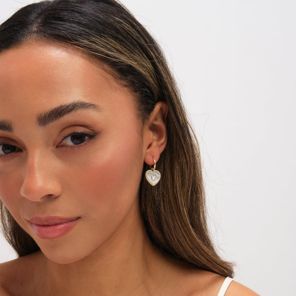 Jon Richard Gold Plated and Mother of Pearl Heart Earrings