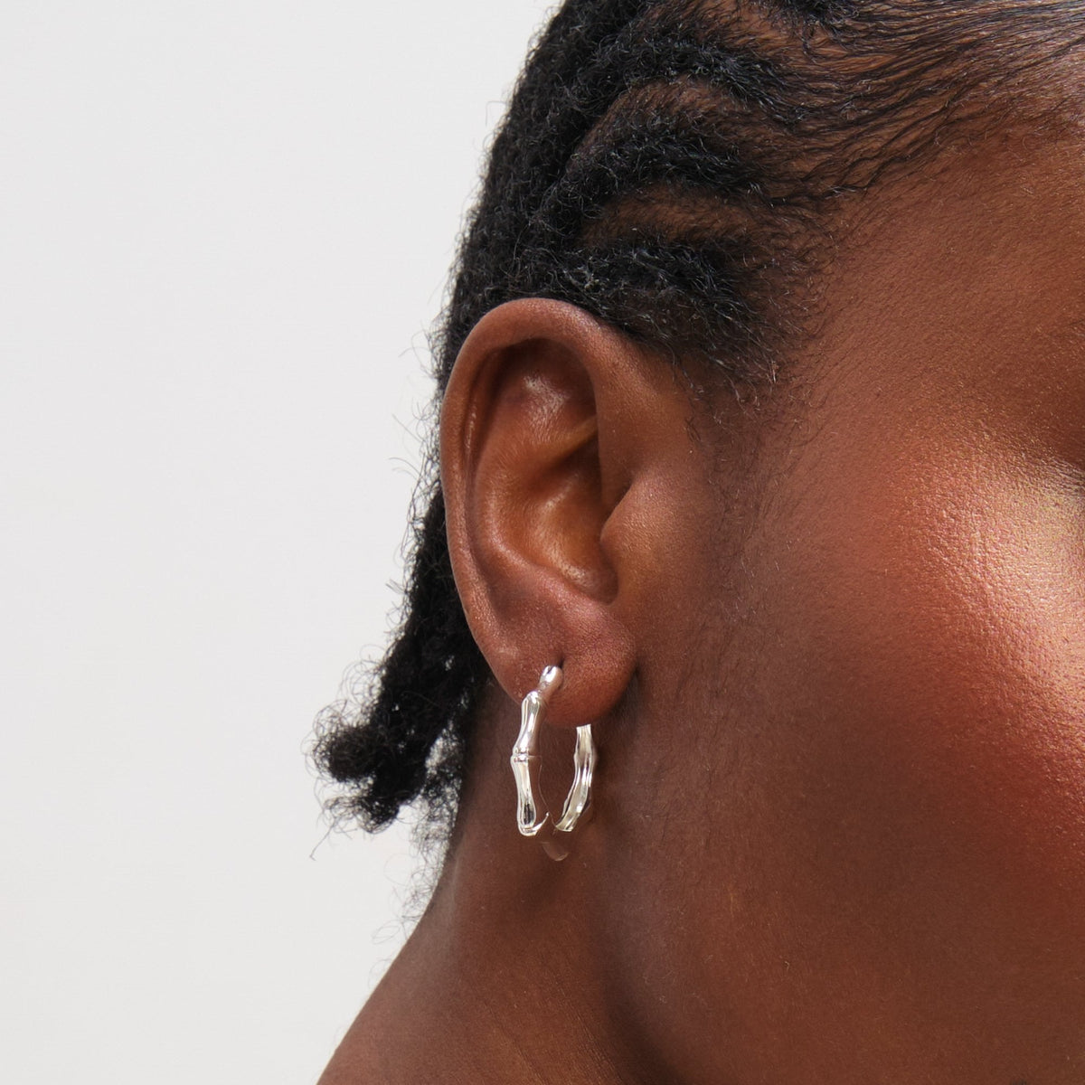 Inicio Sterling Silver Polished Bamboo Hoops