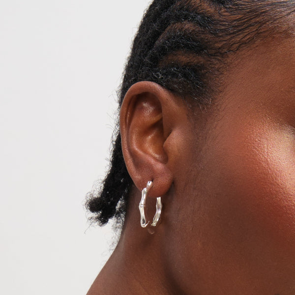 Inicio Sterling Silver Polished Bamboo Hoops