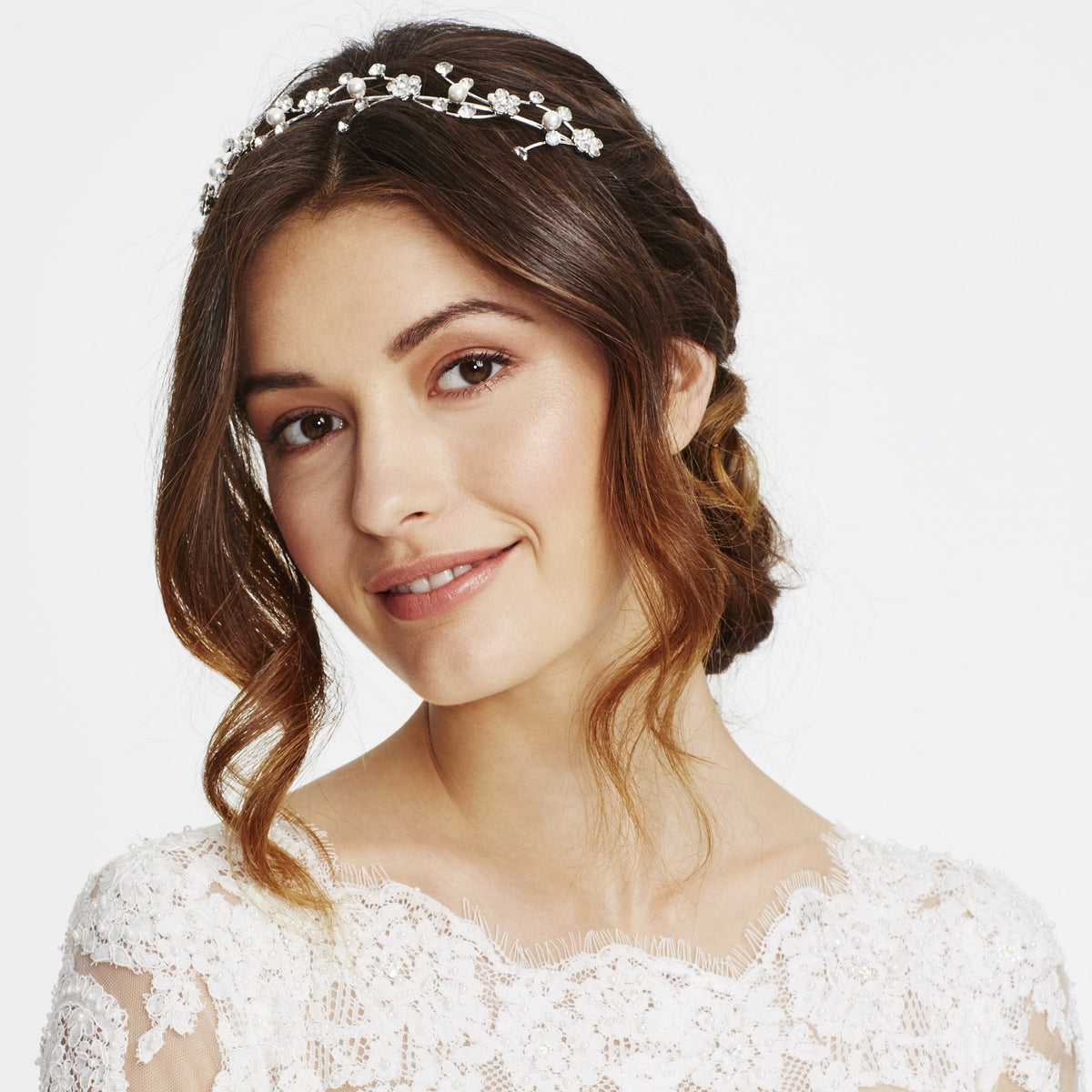 Crystal Flower and Pearl Waves Headband