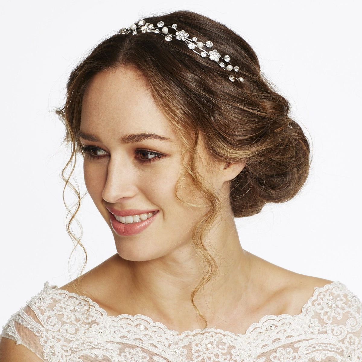 Crystal Flower and Pearl Waves Headband