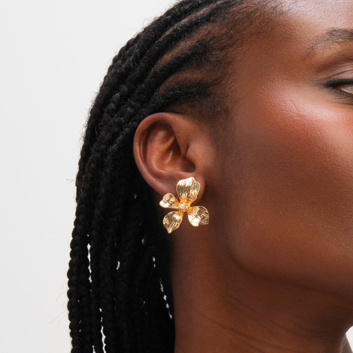 Jon Richard Gold Plated and Pearl Statement Flower Stud Earrings