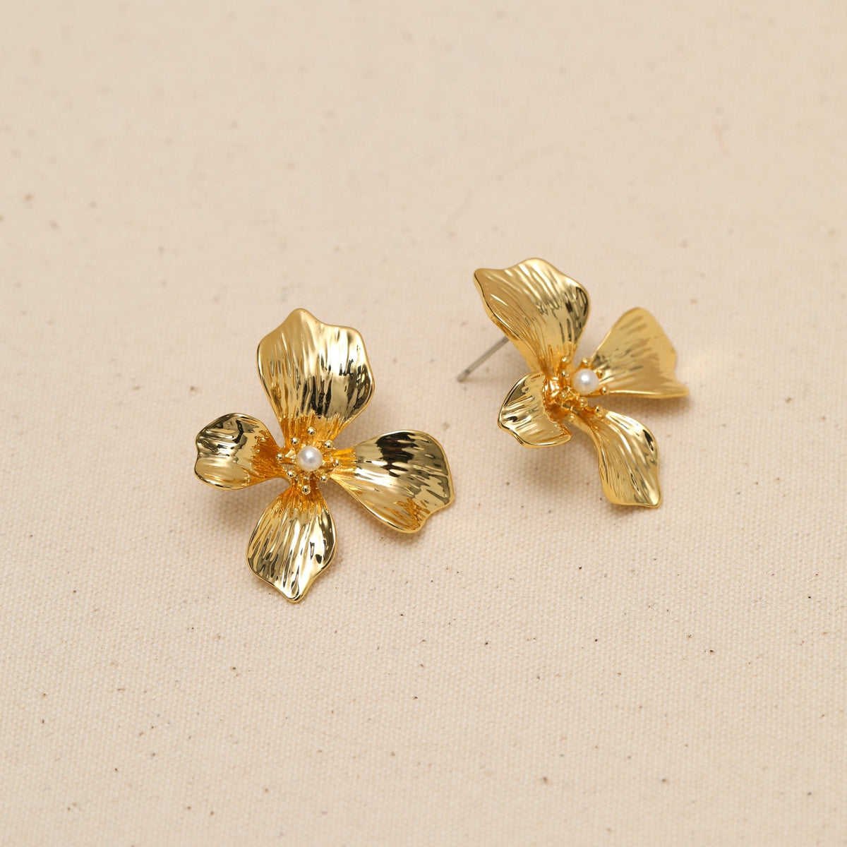 Jon Richard Gold Plated and Pearl Statement Flower Stud Earrings