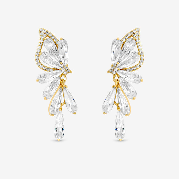 Jon Richard Gold Plated Crystal Floral Droplet Earrings