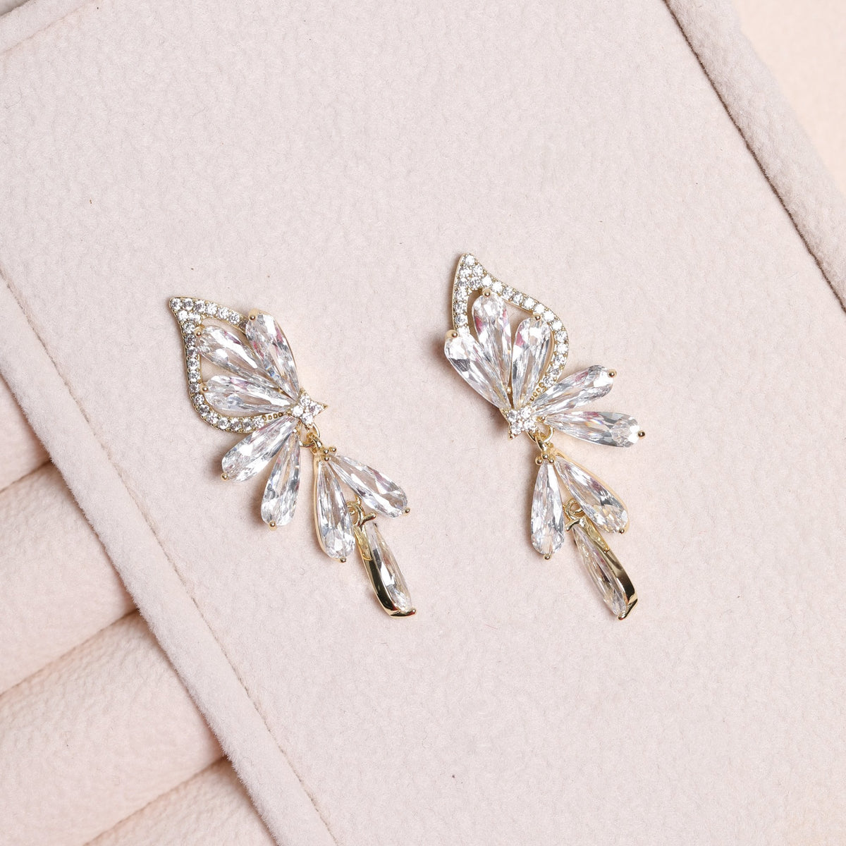Jon Richard Gold Plated Crystal Floral Droplet Earrings
