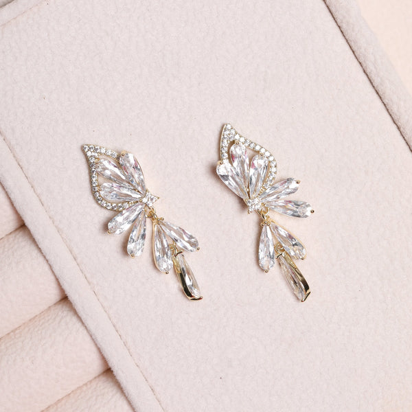 Jon Richard Gold Plated Crystal Floral Droplet Earrings