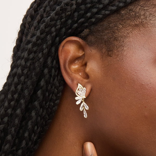 Jon Richard Gold Plated Crystal Floral Droplet Earrings