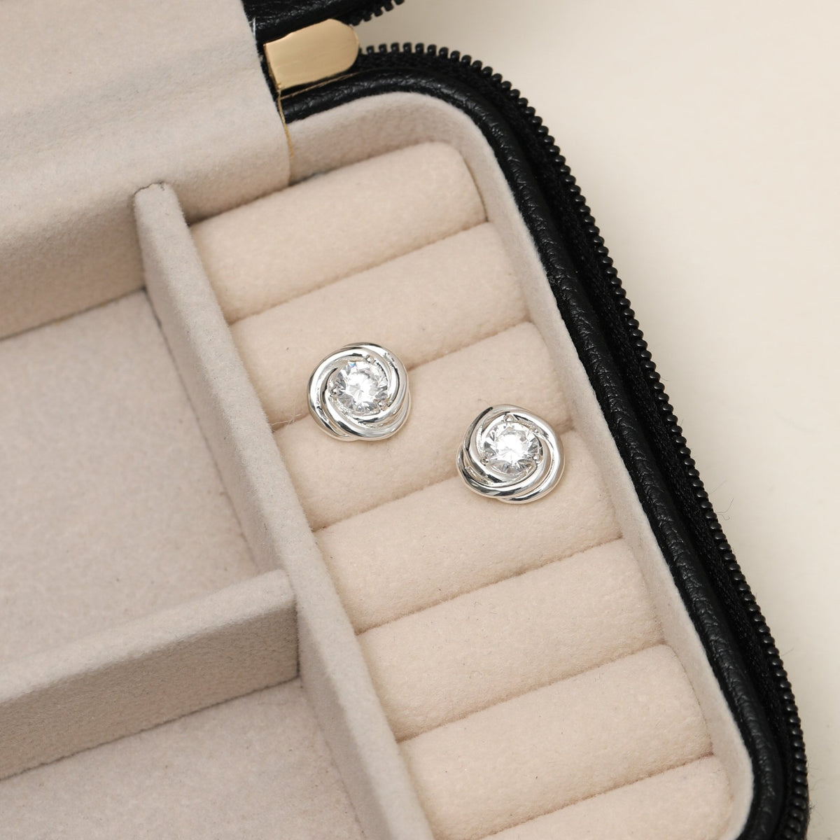 Jon Richard Silver Plated and Crystal Knot Earrings