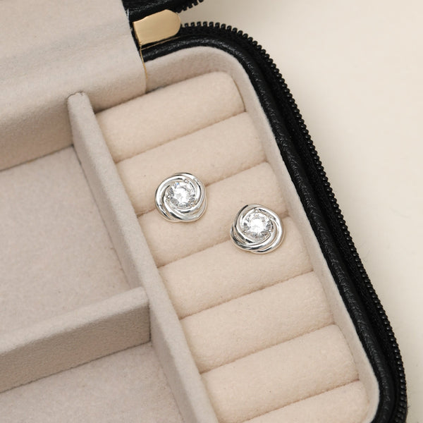 Jon Richard Silver Plated and Crystal Knot Earrings