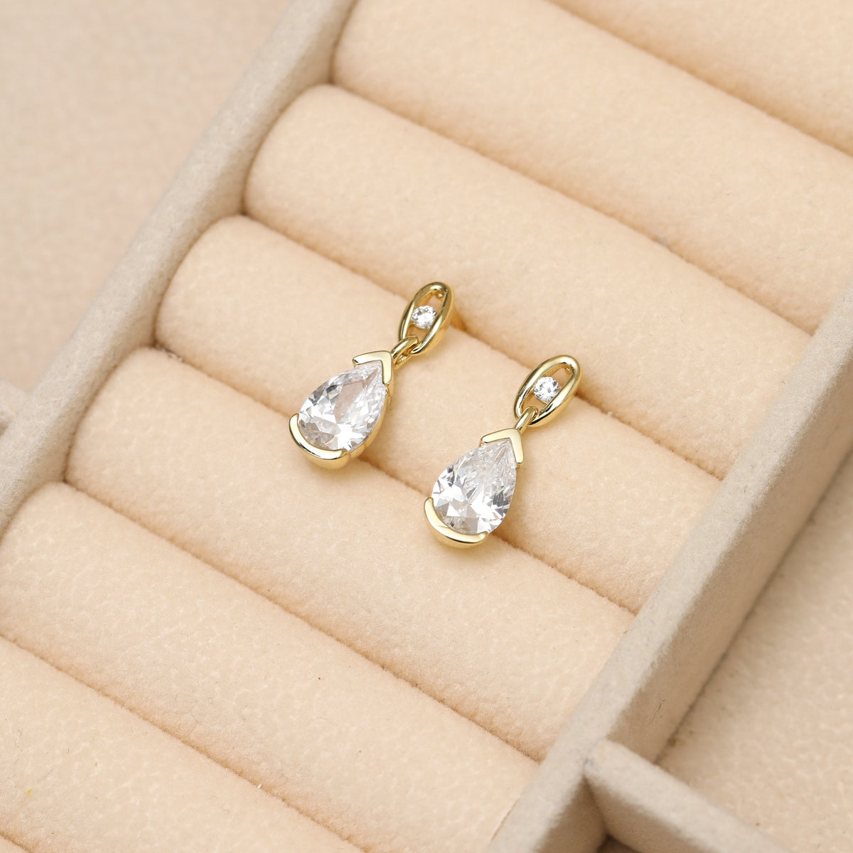 Jon Richard Gold Plated and Cubic Zirconia Pear Drop Earrings