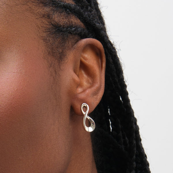 Inicio Sterling Silver Organic Infinity Stud Earrings