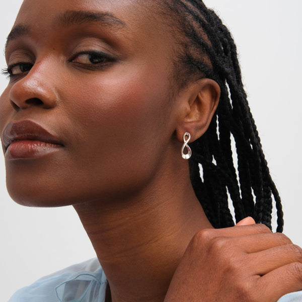 Inicio Sterling Silver Organic Infinity Stud Earrings
