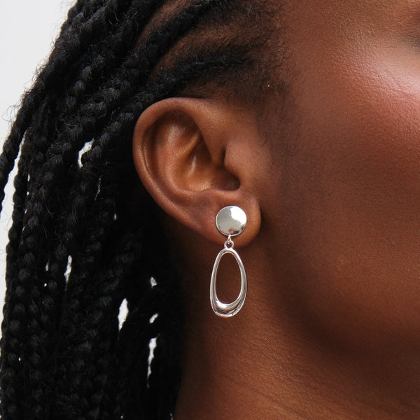 Inicio Sterling Silver Polished Open Double Drop Earrings