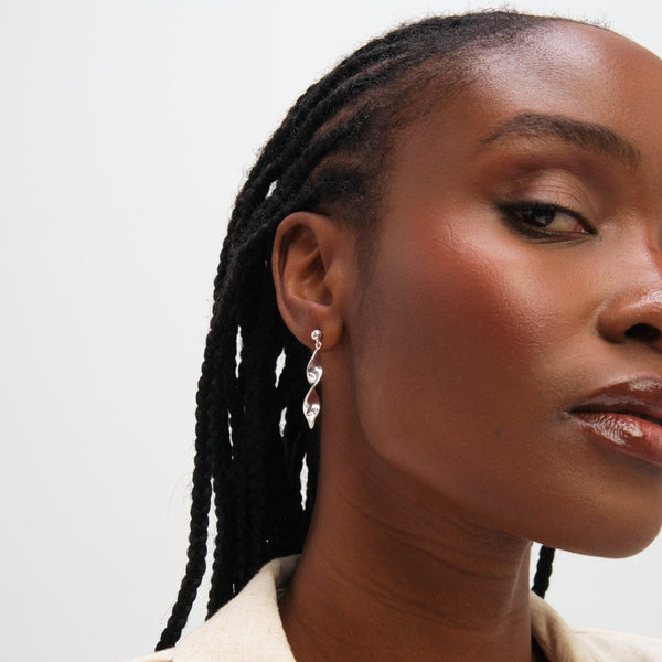 Inicio Sterling Silver Polished Twist Drop Earrings