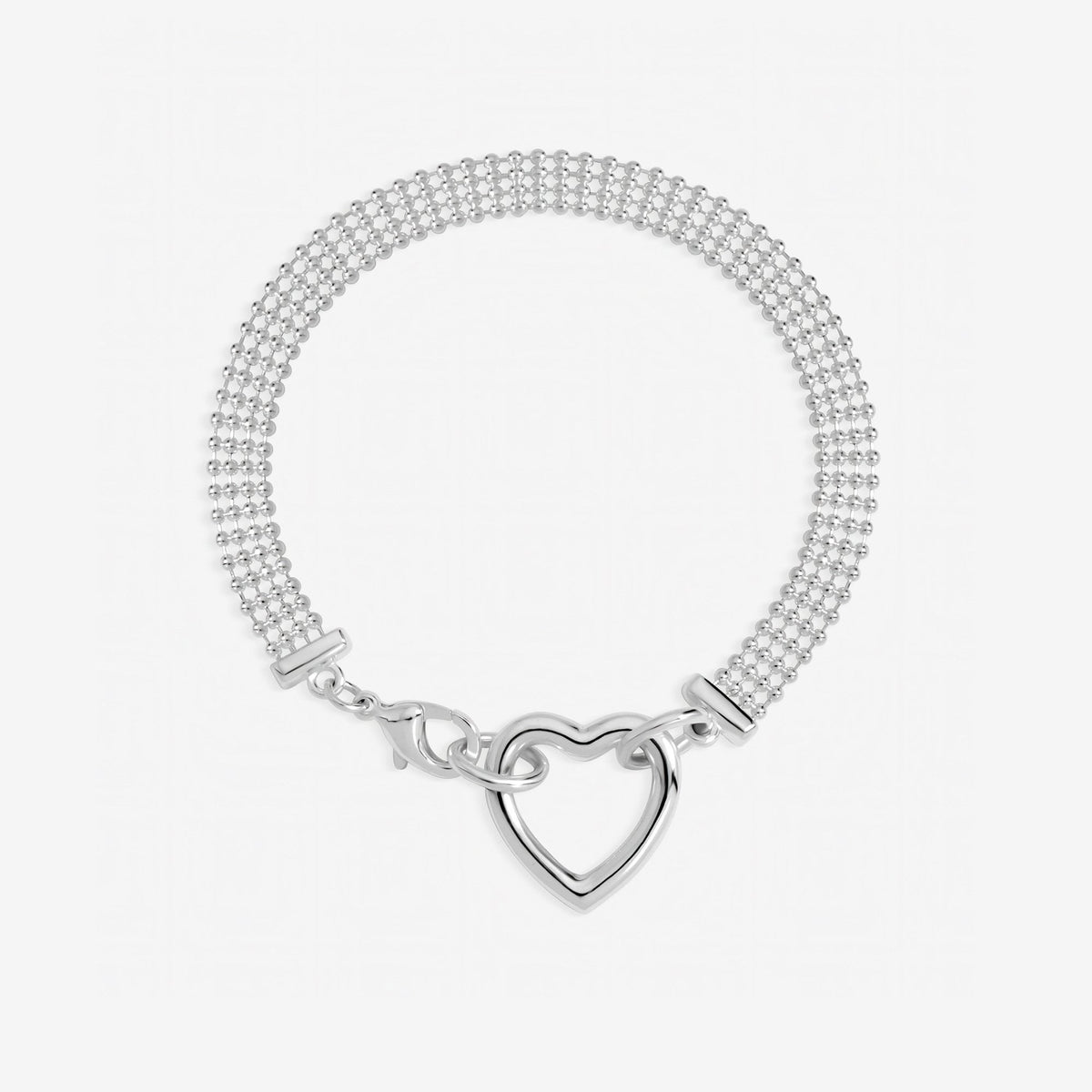 Inicio Sterling Silver Mesh Heart Clasp Bracelet - Gift Pouch