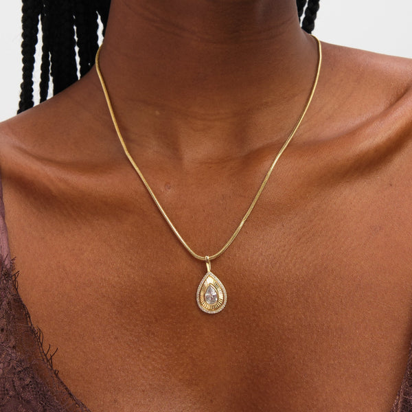 Jon Richard Gold Plated and Diamond Cut Peardrop Pendant