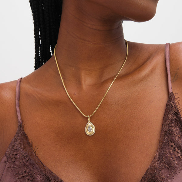 Jon Richard Gold Plated and Diamond Cut Peardrop Pendant