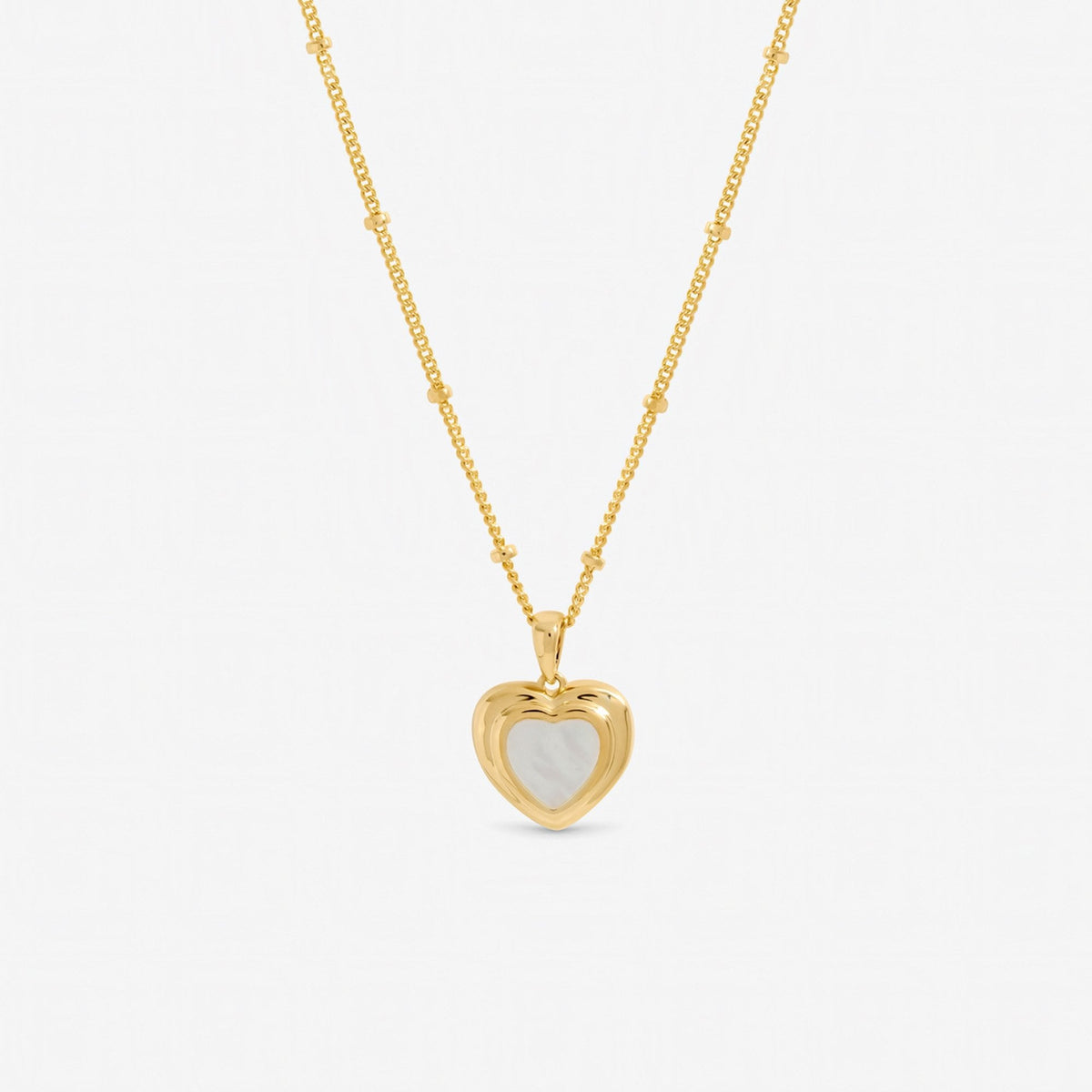Inicio Gold Plated Mother of Pearl Heart Pendant - Gift Pouch