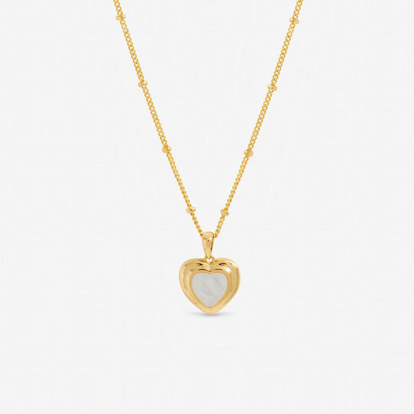 Inicio Gold Plated Mother of Pearl Heart Pendant - Gift Pouch