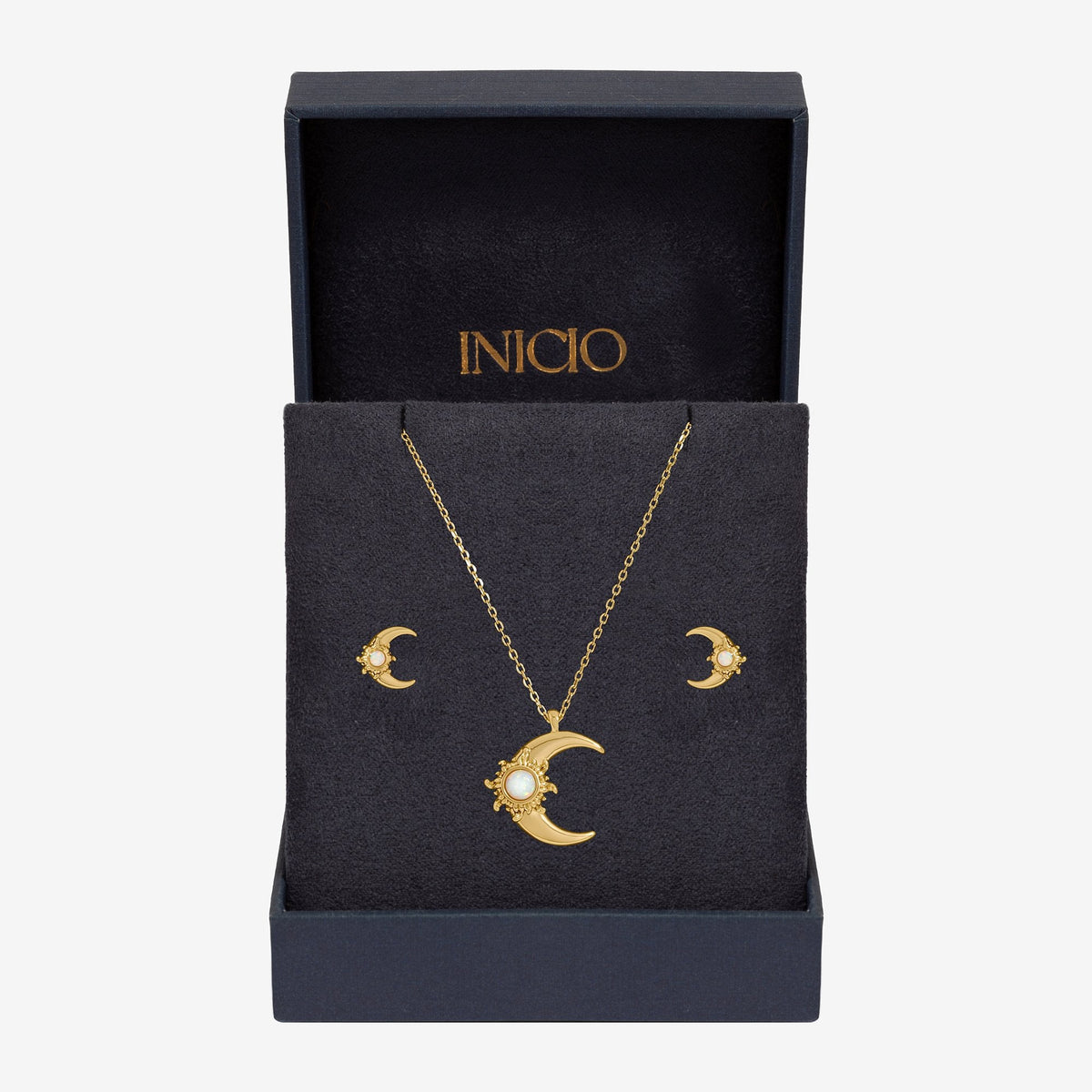 Inicio Gold Plated and Opal Moon Set - Gift Box