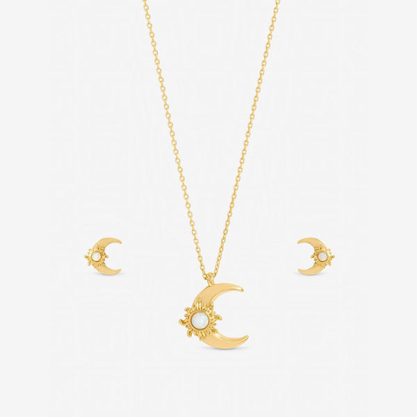 Inicio Gold Plated and Opal Moon Set - Gift Box