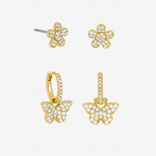 Jon Richard Gold Plated Butterfly Hoop Earrings - Pack of 2