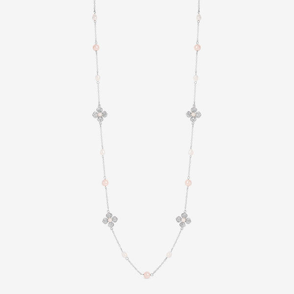 Mood Silver Plated and Pearl Clover Necklace