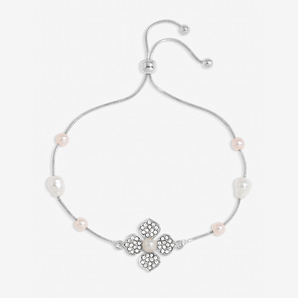 Mood Silver Plated and Pearl Clover Bracelet