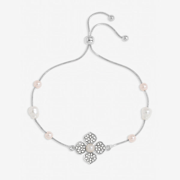Mood Silver Plated and Pearl Clover Bracelet